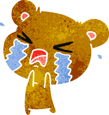 Bir insan tarafından çizilmiş ağlayan şirin bir ayının serbest çizimi.