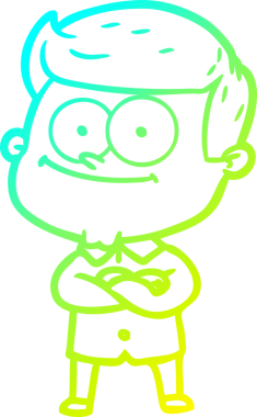 Bir insan tarafından çizilmiş mutlu bir adamın soğuk çizgi çizimi.