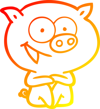 Bir insan tarafından çizilmiş neşeli bir domuz çizgi filminin çizimi.