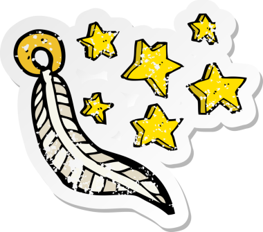 Bir insan tarafından çizilmiş bir karikatür şans tılsımının gerilmiş yapıştırması.