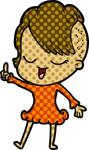 Bir insan tarafından çizilmiş mutlu çizgi film kızı.