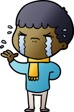 Bir insan tarafından çizilmiş ağlayan çizgi film adamı.