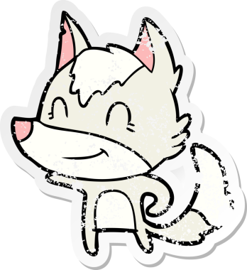 Bir insan tarafından çizilmiş dost canlısı bir kurdun sıkıntılı çıkartması.