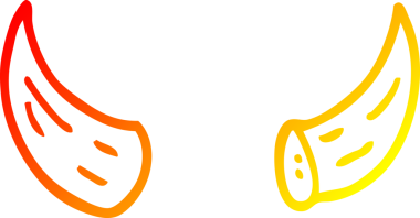 Bir insan tarafından çizilmiş boynuz karikatürünün sıcak gradyan çizgisi.