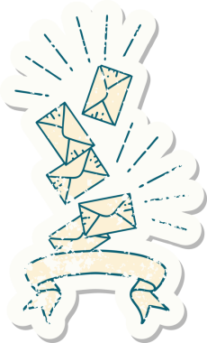 Bir insan tarafından çizilmiş dövme stili eski bir etiket.