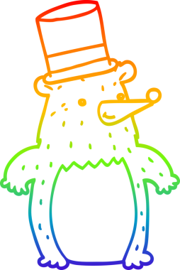 Bir insan tarafından çizilmiş silindir şapkalı çizgi film ayısının çizimi.