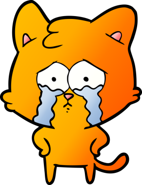 Bir insan tarafından çizilmiş ağlayan kedi çizgi filmi.