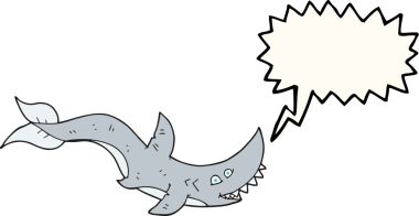 Bir insan tarafından çizilmiş serbest konuşma balonu karikatürü köpek balığı.