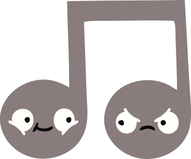 Bir insan tarafından çizilmiş bir notanın düz renkli retro karikatürü