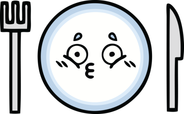 Bir insan tarafından çizilmiş yemek tabağı karikatürü.