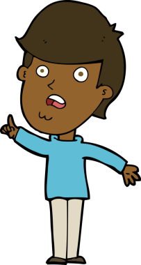 Çizgi filmci bir insan tarafından çizilmiş sorular soruyor.