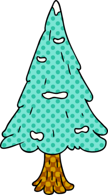 El çizimi karikatür tek karla kaplı ağaç bir insan tarafından çizilmiş.