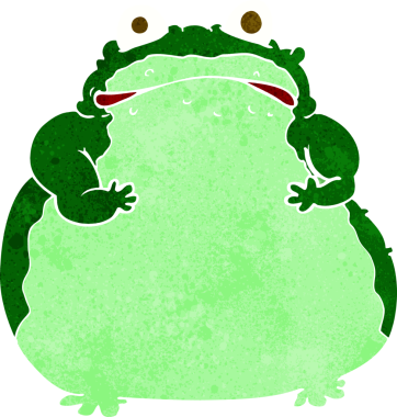 Bir insan tarafından çizilmiş şişman kurbağa.