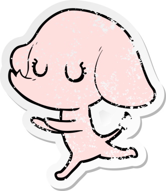 Bir insan tarafından çizilmiş şirin bir filin sıkıntılı çıkartması