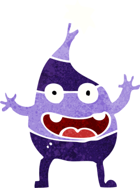 Bir insan tarafından çizilmiş komik bir Noel yaratığı.