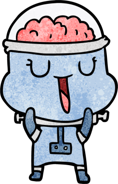 Bir insan tarafından çizilmiş mutlu çizgi film robotu