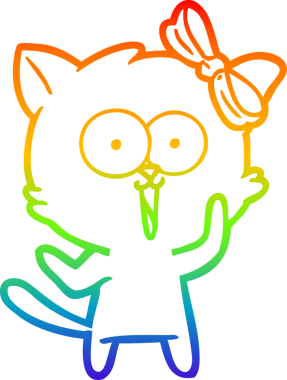 gökkuşağı gradyanı çizimi bir insan tarafından çizilmiş çizgi film kedisi