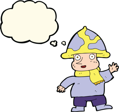 Bir insan tarafından çizilmiş düşünce balonlu mantar adam.