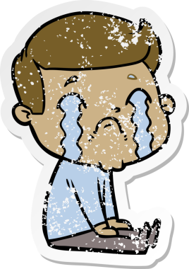 Bir insan tarafından çizilmiş ağlayan bir karikatürcünün sıkıntılı çıkartması.