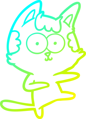 Bir insan tarafından çizilen dans eden çizgi film kedisinin soğuk gradyan çizgisi.