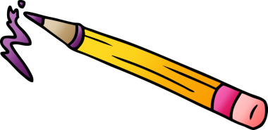 Bir insan tarafından çizilmiş renkli bir kalemin gradyan karikatürü.