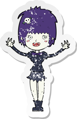 Bir insan tarafından çizilmiş vampir bir kızın gerilimli çıkartması.