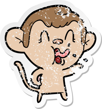 Bir insan tarafından çizilmiş çılgın bir çizgi maymunun sıkıntılı çıkartması.