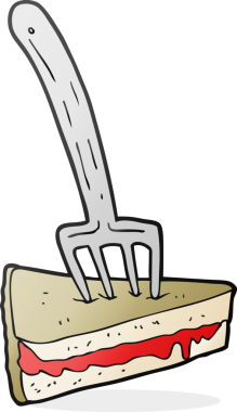 Bir insan tarafından çizilmiş çatallı karikatür pastası.