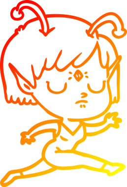 Bir insan tarafından çizilmiş bir uzaylı kız çizgi çizimi.