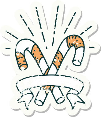 Bir insan tarafından çizilmiş eski bir dövme stili şeker kamışının etiketi.