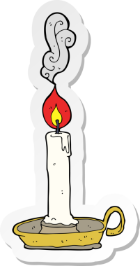 Bir insan tarafından çizilmiş yanan bir mum çıkartması.