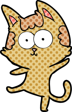 Bir insan tarafından çizilmiş mutlu kedi dansı çizgi filmi.