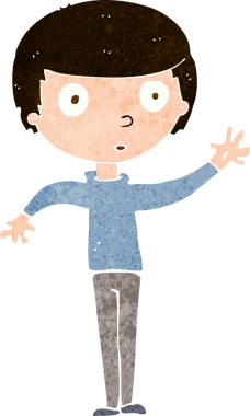 Bir insan tarafından çizilmiş çizgi film bakışlı çocuk.