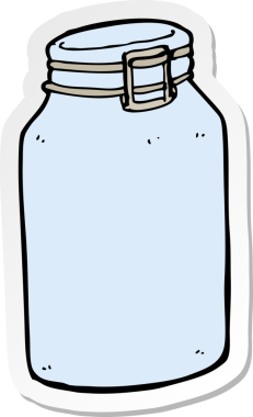 Bir insan tarafından çizilmiş cam bir kavanozun etiketi.