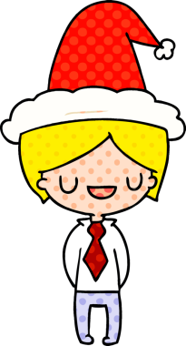 Bir insan tarafından çizilmiş Kawaii çocuğunun el çizimi Noel karikatürü.