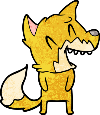 Bir insan tarafından çizilmiş gülen tilki çizgi filmi.