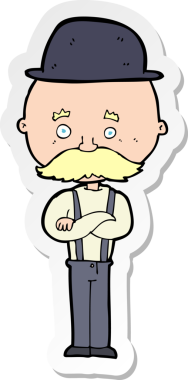 Bir insan tarafından çizilmiş melon şapkalı bir adamın çıkartması.