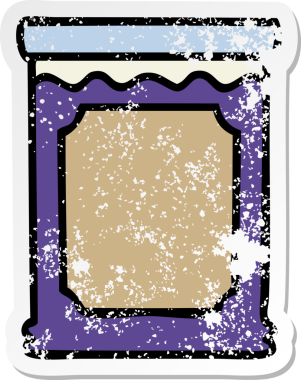 İnsan eliyle çizilmiş garip bir reçel kavanozunun sıkıntılı çıkartması.