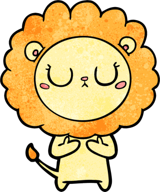 Bir insan tarafından çizilmiş çizgi film aslanı.