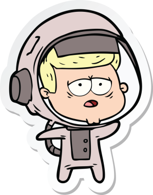 Bir insan tarafından çizilmiş yorgun bir astronotun çıkartması.