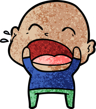 Bir insan tarafından çizilmiş kel adam diye bağıran çizgi film.