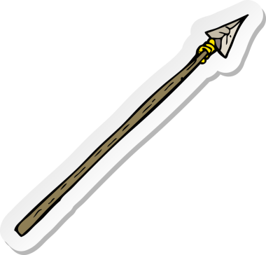 Bir insan tarafından çizilmiş ilkel bir mızrağın çıkartması.