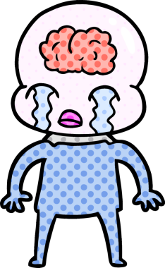 Bir insan tarafından çizilmiş koca beyinli bir uzaylı ağlaması.