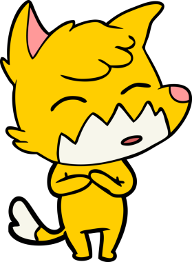 Bir insan tarafından çizilmiş tilki çizgi film karakteri