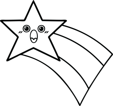 Bir insan tarafından çizilmiş kayan gökkuşağı yıldızının çizgi çizimi