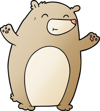 Bir insan tarafından çizilmiş mutlu çizgi film ayısı.