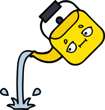 Bir insan tarafından çizilmiş tatlı bir çaydanlık karikatürü