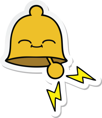 Bir insan tarafından çizilmiş sevimli bir karikatür zili çıkartması.