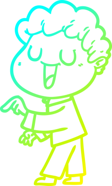 Bir insan tarafından çizilmiş gülen bir çizgi film karakterinin soğuk gradyan çizgisi.