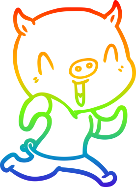 gökkuşağı gradyan çizimi mutlu çizgi domuz çizimi bir insan tarafından çizilmiş